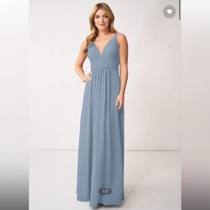 Azazie Dusty Blue Chiffon Maren Bridesmaid Dress A4